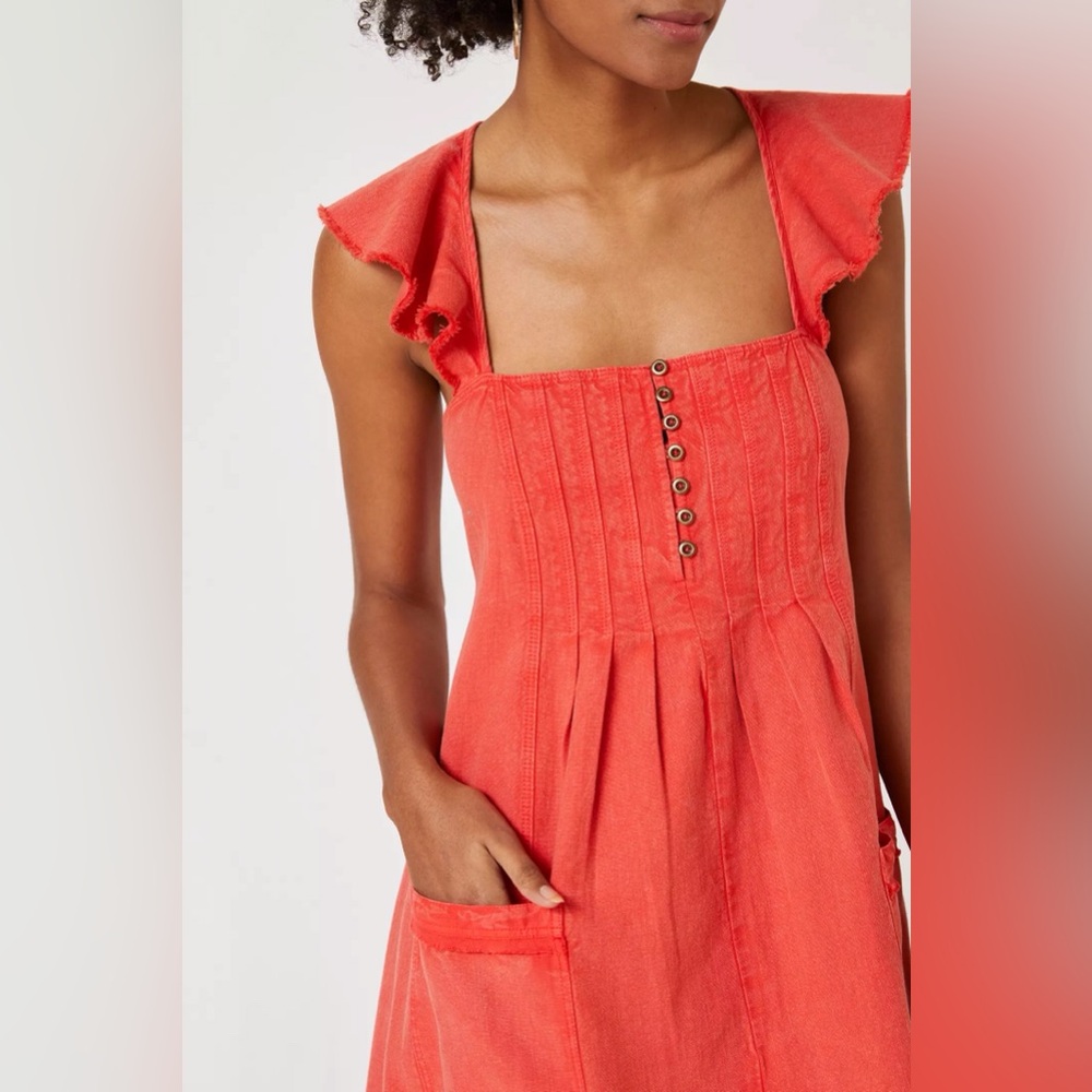 Pilcro Coral flutter sleeve Midi Dress size m - Picture 4 of 8